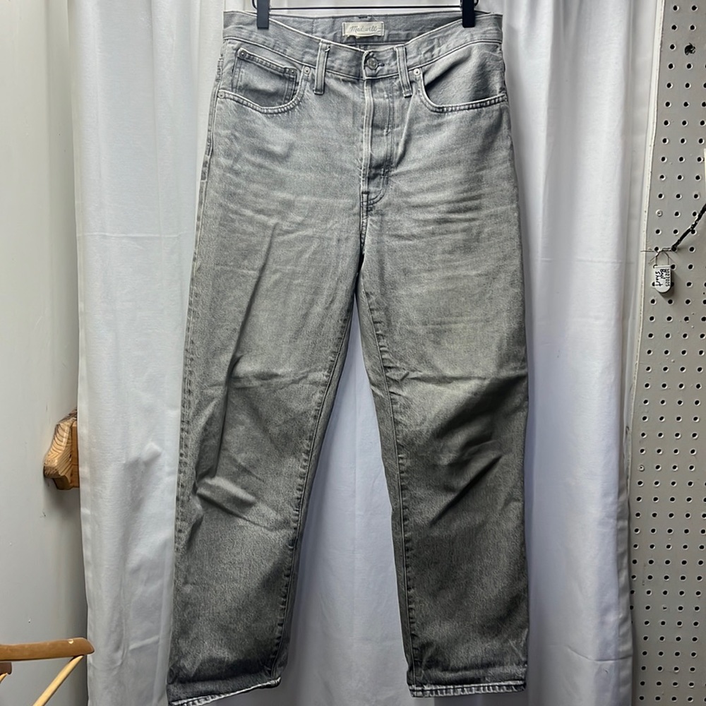 Madewell Light Gray Button Fly Minimal Distressed Dad Jean- 28